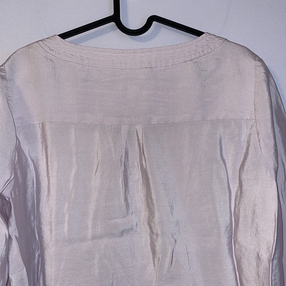 J. Jill Light Purple Square Neckline 3/4 Sleeve Button Front Blouse Size MP - Picture 10 of 14